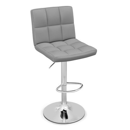 Højdejusterbar barstol i imiteret læder med 360° drejeligt sæde – Grå