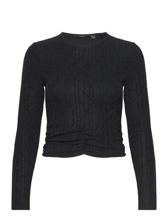 Vmkanz Sibe Ls Short Top Jrs Tops Crop Tops Long-sleeved Crop Tops Black Vero Moda