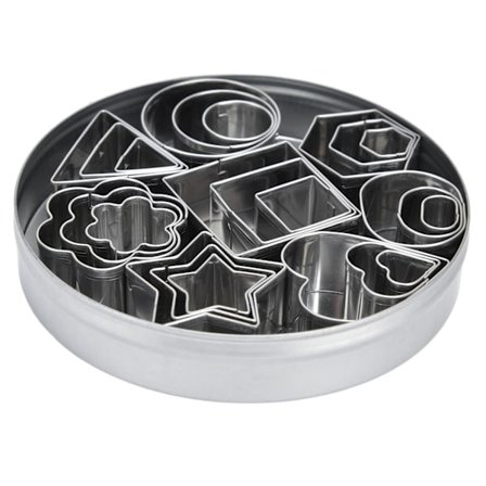 24 st Kakformar i rostfritt stål, olika storlekar, hög hårdhet, utsökt utförande