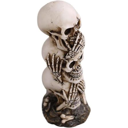 Se Ingen ondska Hör ingen ondska Tala ingen ondska Staplad skallefigur torn Halloween Gotisk Bordsdekorationer Kontorsskrivbordsdekorationer