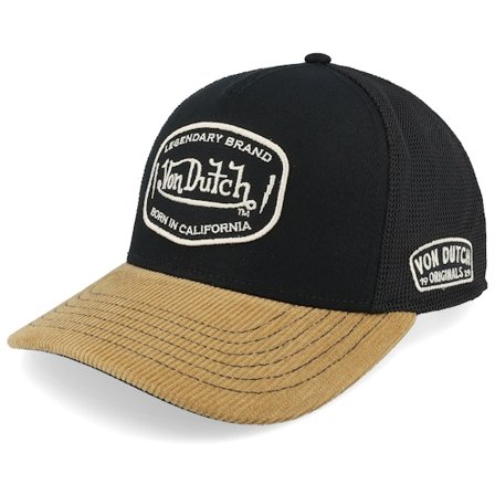 Von Dutch - Black trucker Czapka Z Daszkiem - Patch Velour Black/Brown A-Frame Trucker @ Hatstore