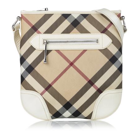Burberry Vintage, Pre-owned Supernova Check Dryden Crossbody Bag Bruin, Dames, Maat:ONE Size,Canvas