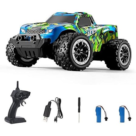 Fjernstyret bil til børn, 1:20 terrængående bil med 60 minutters spilletid, 2,4 GHz 20 km/t monstertruck legetøj med 2 batterier til drenge og piger 