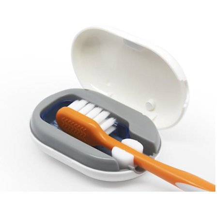 UV Tannbørste Sterilisator og Holder, Tannbørste Sterilisator UV Lysdeksel med Holder, Oppladbar Tannbørste Rengjøringsboks for Alle Tannbørster, Sui