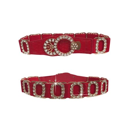 Bling Bling Diamond Belte Rhinestone Spenne Midjebånd RØD