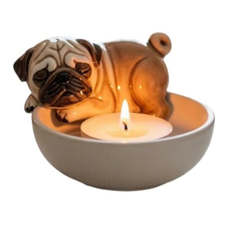 PugSturdy Hundljusstakar i Harts med Drömsk Effekt, Portabel Dekoration för Heminredning, Flerfärgad