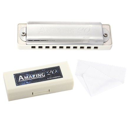 KONGSHENG AM-20D Fosforibronssinen Huuliharppu 10 Reikää 20 Sävelttä Blues-Huuliharppu Bb-Äänessä Valkoinen