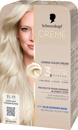 Schwarzkopf Creme Supreme Caring Color Creme 11-11 Ultra Light Titanium Blonde, Hår, Hårfarve, Permanent Hårfarve