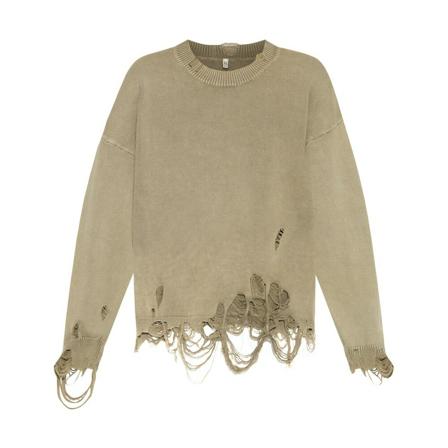 R13 Round-neck Strik Grå, Dame Striktrøjer, Størrelse: XS