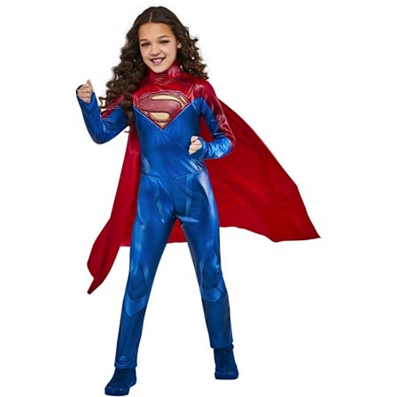 Supergirl flickor logotypdräkt 6-8 år röd/blå