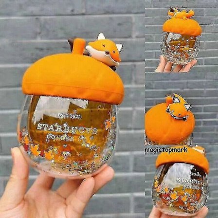 Ny Starbucks Kop M/ Låg Efterår Agern Ræv Dobbeltvægget Glas Kaffekrus 237 ml_Kvalitetsgåvor