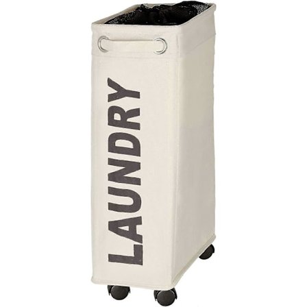 Smal Tvättkorg, Tvättkorg På Hjul, Corno Beige, Polyester, 43 L, 18.5 X 60 X 40 Cm