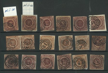 Danmark - Planche med forskellige 4 RBS