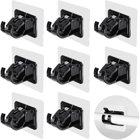 Sett med 8 Gardinstangsbraketter Gardinstangs Holder Gardinstangsbrakett Ingen Boring Selvklebende Gardinstangsbrakett Egnet for Kjøkken, Gardiner, 