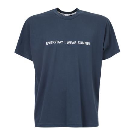 Sunnei, Embroidered t-shirt Blauw, Heren, Maat:M