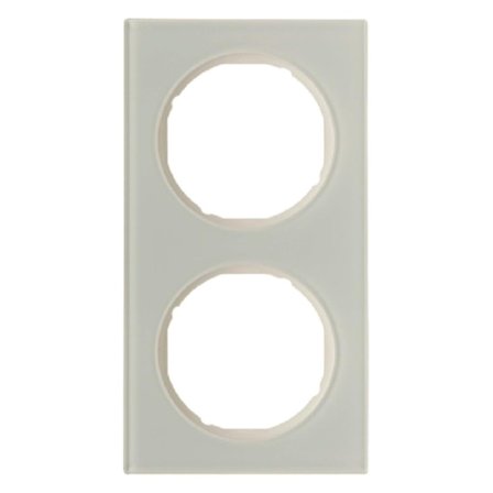 Hager 10122274 Täckram 2-fack, R.3 Aluminium/polarvit, Strömbrytare & vägguttag