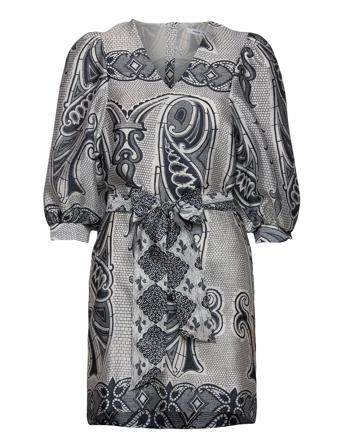 Henrietta Dress Aop 11244 Kort Kjole Grå Samsøe Samsøe*Betinget Tilbud