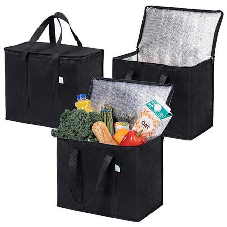 3-pak isolerede genanvendelige indkøbsposer, madlevering, køletaske