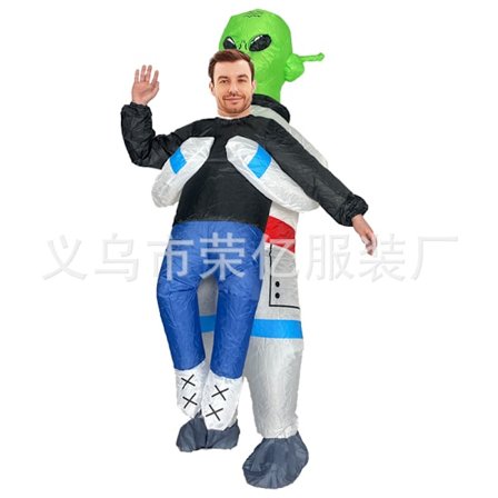 REA Oppustelig Alien Kostume - UFO Alien Iført Menneske Cosplay Outfit med Kappe til Fest*Astronaut Alien*Voksne 150-190cm