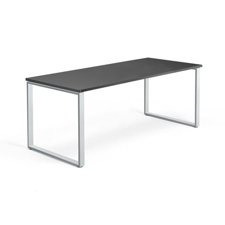 Schreibtisch QBUS, O-Gestell, 1800 x 800 mm, Silber/schwarz