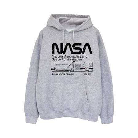 NASA Dam/Kvinnor Rymdfärjan Hoodie XL Heather Grey