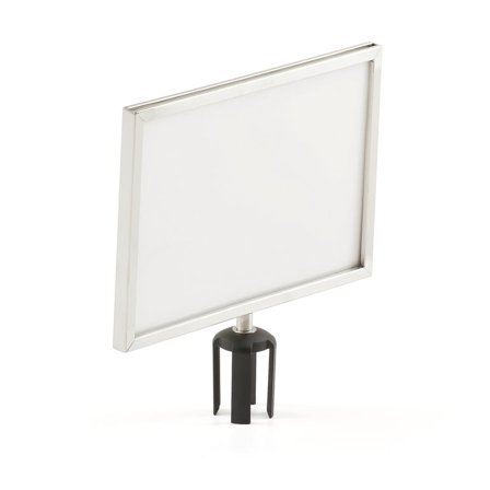Sign holder for belt barrier, A3 landscape, brushed steel