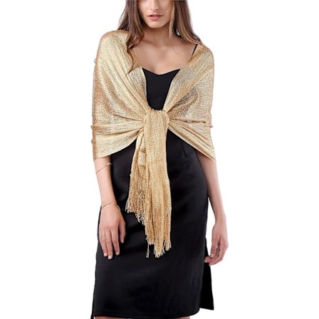 Kvinders Glimmer Sjal og Omslag til Festkjoler (Guld)