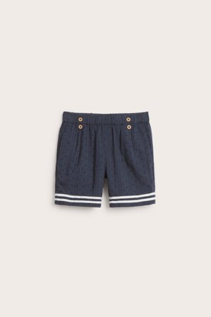 Newbie | Vevd shorts med knapper | Mørkeblå