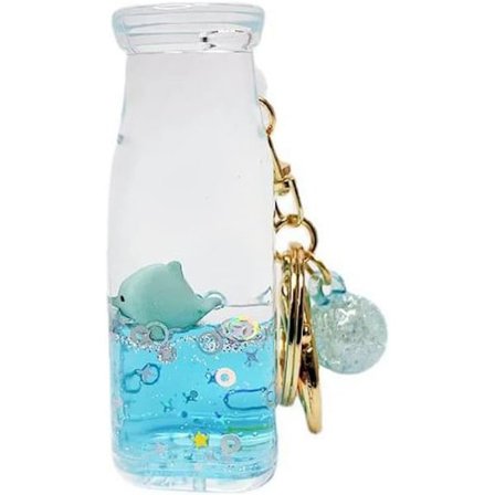 Mælkeflaske flydende nøglering hav kreativt kviksand flydende flaske nøglering sød tegneserie nøglering kvindelig og mandlig biltaske pe-tfrf