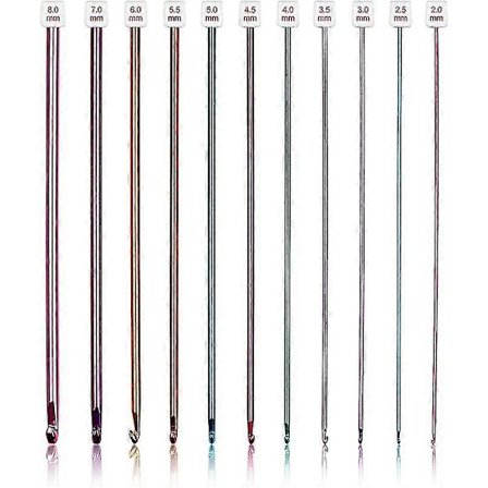 Lång virknålsset, 11 st tunisiska virknålar flerfärgade afghanska virknålar för virkning, 2 mm(b)-8 mm(l), bra stickning & virkning