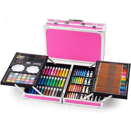 145 Dele Deluxe Kunstsæt Kunst Blyant Maleri & Tegnesæt Aluminium Kunstkuffert til Begyndere Premium Jule-, Nytårsgave