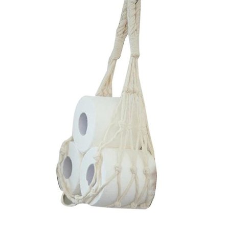 Nordisk Hængende Bomuldsrebsholder Til Toiletpapir Magasin-beige