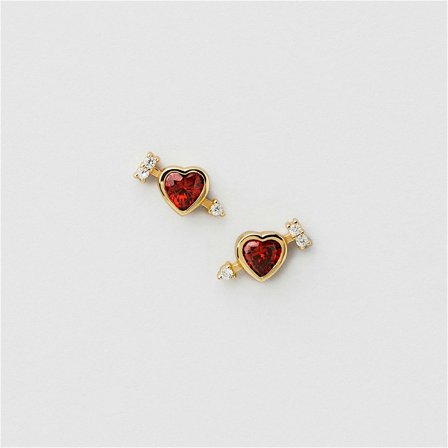 Red Heart Arrow Studs