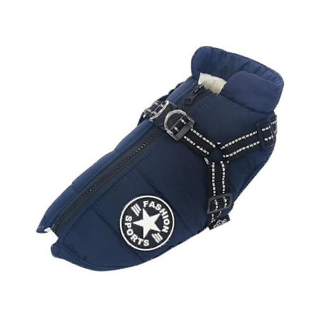 Varm Vanntett Jakke Med Sele For Kjæledyr Hund Vinter Komfortabel Bomullsklær Polstret Vest For