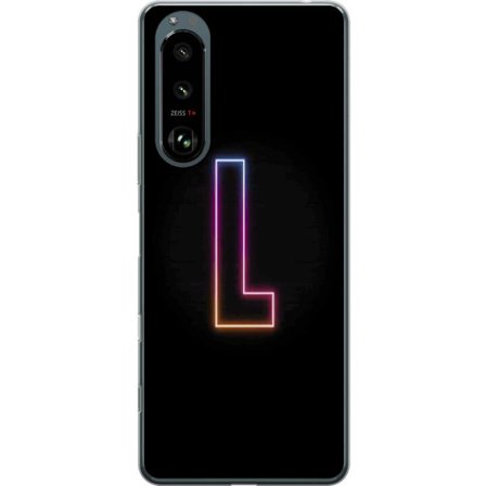 Yhteensopiva Puhelinkuori Sony Sony Xperia 5 III Minimaalinen neonkirjain L pehmeästi vaihtuvassa värivalossa mustaa taustaa vasten, puhdas graafine