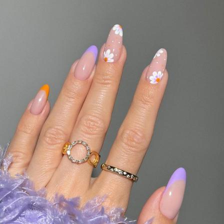 Manikyr Lila Blomma Nagellapp 24st