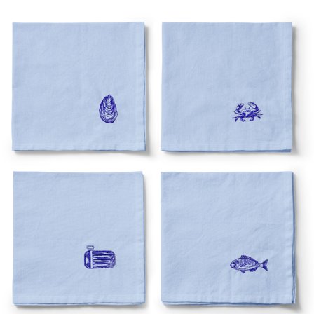 Midnatt Josefin La Mer serviett 40×40 cm 4-pakning, blå