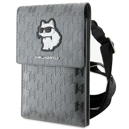 Karl Lagerfeld Case KLWBSAKHPCG Håndtaske - Sølv Saffiano Monogram Choupette
