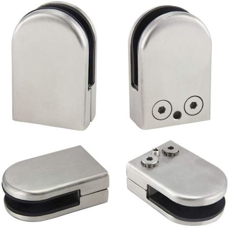 4 stk. Glassfester 6-8mm Glassklemmer, Justerbar Koblingsklemme, for Balustrade Trapp Rekkverk Vindu, Sølv