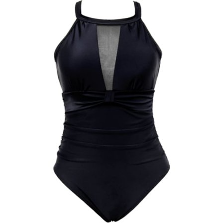XL One Piece Badedragt til kvinder, Mesh V-hals badedragt, mavebadedragt