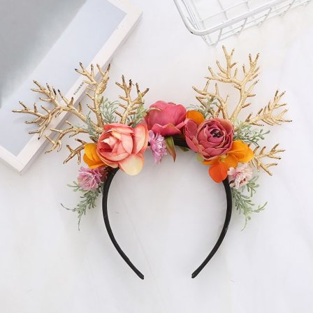 [NT] Kultainen oksa -panta, jossa simuloitu kukka, kestävä festivaalihiustyylirengas lomajuhliin, 1 kpl