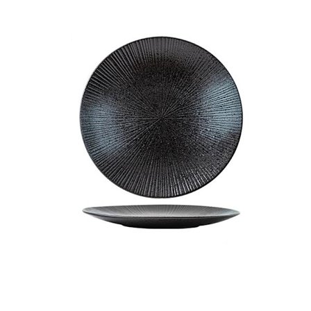 Japansk stil tallrik, keramik tallrik, randig västerländsk tallrik, biff tallrik, pastatallrik, hushållsfruktsallad tallrik, svart pärla, 8 tum (20*20