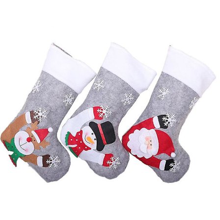 Juldekoration 3 st LED Julstrumpor Brodera Julstrumpor Jultomte Snögubbe Strumpor Jultomte Presentpåse Anpassat Namn Vit
