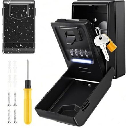 Opplyst digital nøkkelsafe med 4-sifret kode, vanntett kraftig nøkkelboks for hjem, garasje, kontor, skole, værbestandig stor nøkkelsafe