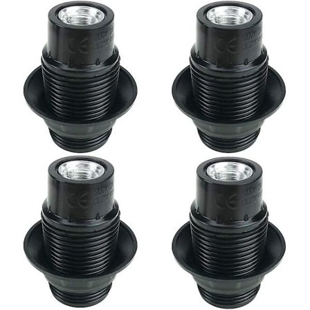 Svart E14-skruv, 4 st E14-uttag, e14-uttag glödlampa, solid glödlampsuttag, svart adapteruttag