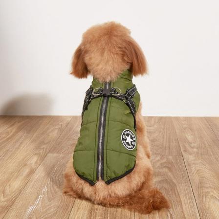 Stor hundjacka med sele Vintervarma hundkläder Vattentät Green S