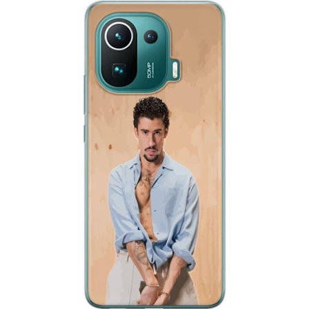 Yhteensopiva Puhelinkuori Xiaomi Mi 11 Pro Bad Bunny Super Bowl-inspiroima grafiikka, jossa NFL-trofe ja San Franciscon silta urheilusuunnittelussa