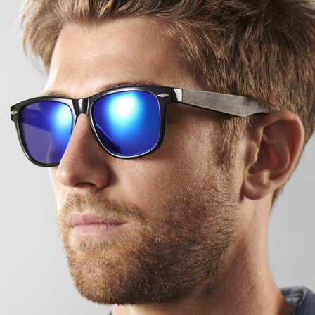 Lunettes de soleil noir/bleu bois d'ébène et verres polarisés pour hommes - Lunettes de soleil polarisantes