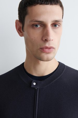 COS Men's Chaqueta De Punto Con Cuello Redondo in Azul