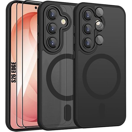 Hybrid Cover - BOOLING - til Samsung Galaxy S26 Edge - med Kamerabeskyttelse - 2 Glas - Sort